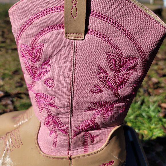 Bebe Girls Pink Embroidered Side Zip Cowgirl Boots Girls Size 7 - Picture 4 of 14